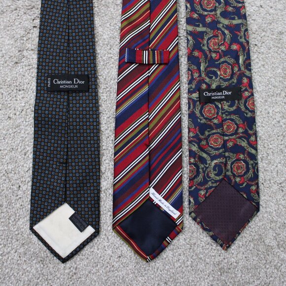 Lot of 3 Ties Burberry London, 2 Christian Dior Monsieur Silk Red/Blue/Green - Picture 2 of 13